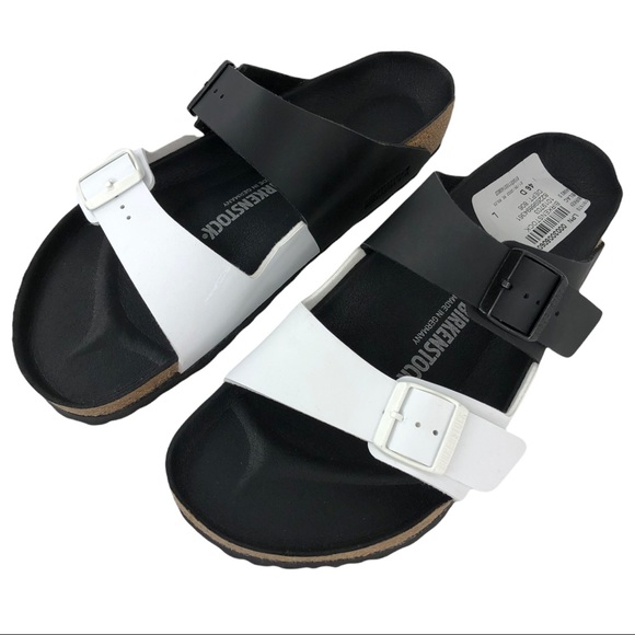 Birkenstock Arizona Split Two-Strap Black & White Sandals 🆕 - Picture 2 of 9